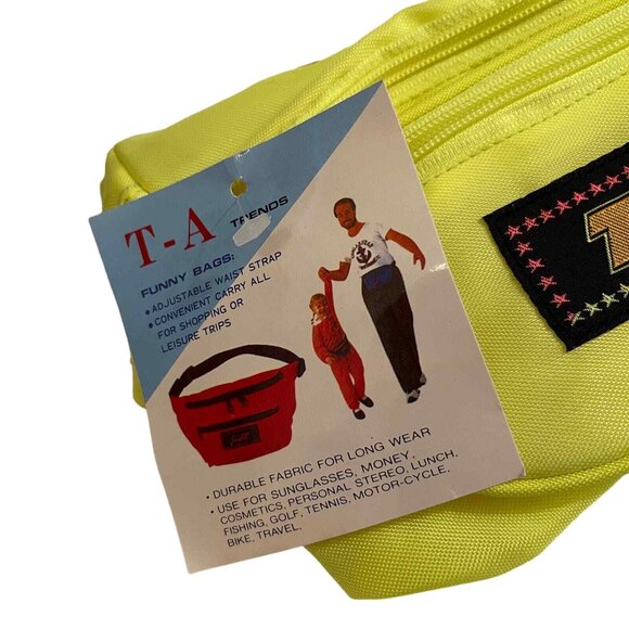 Vintage 1980's T. A. Trends Bright Yellow Fanny Pack Funny Bags tote 8 x 4 X 3 - Picture 2 of 4